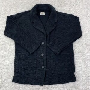 Marine Layer Sweater Womens Small Black Birdseye Blazer Chunky Knit‎ Cardigan S